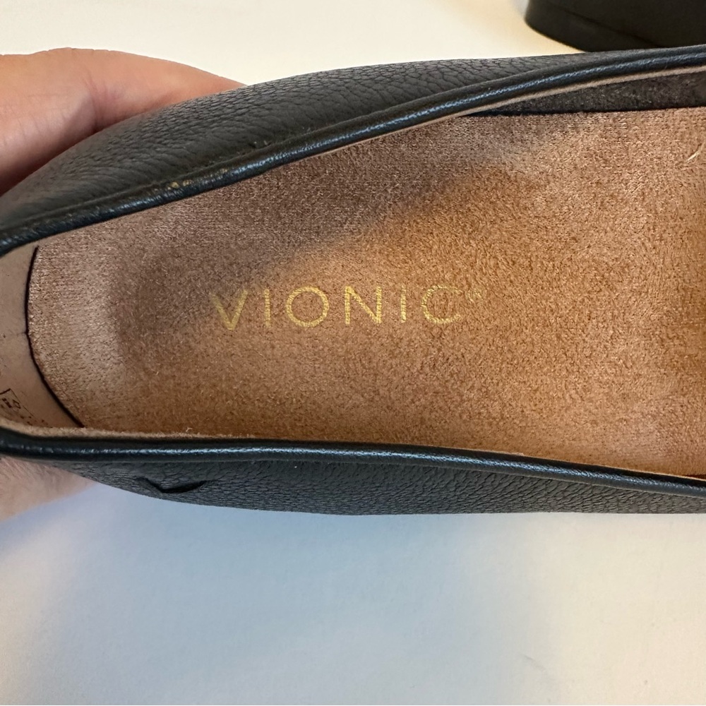 Vionic Black Leather Slip-On Flats - Picture 7 of 12